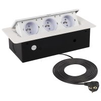 Nábytkové zásuvky, vypinače - Vestavná, výklopná zásuvka KOMBI-BOX 3x230V bílá, KOMB-BI-FR-3,0-M02