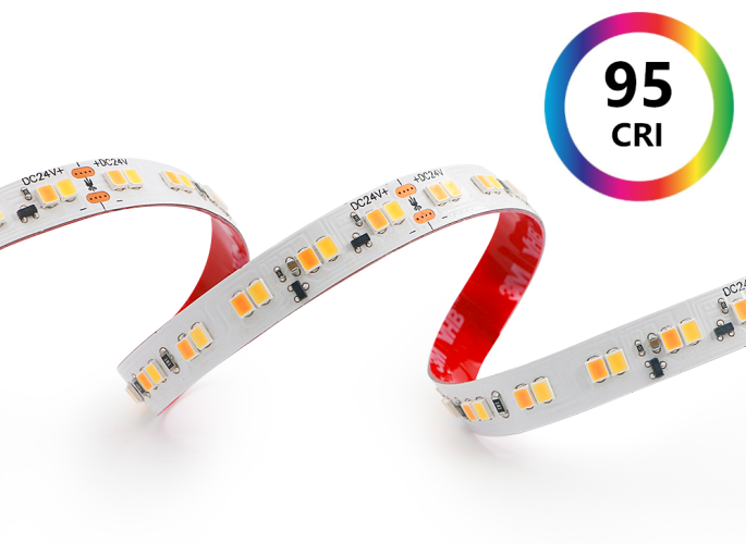 Potravinářské, UV a speciální LED pásky - Dim to warm pásek 14,4W/m, 2200-4000K, 10mm, PROFI, 24V, IP20, 168LED/m, CRI>95 - foto 1