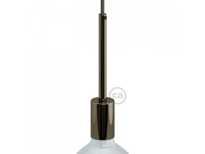 Patice, objímky, redukce - Válcová kovová objímka E27 s 15cm válcovou kabelovou průchodkou - foto 1