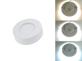 Speciální panely RGB, CCT, řízené - Kulatý přisazený 6W CCT LED panel, nastavení barvy 3000-6500K, 450Lm, 3 roky záruka