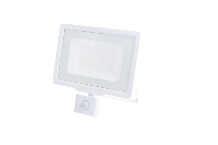 Přisazené reflektory s čidlem - LED SMD reflektor se senzorem City Line 50W, IP65, bílé provedení, 6000K - foto 1