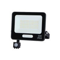 Přisazené reflektory s čidlem - LED SMD reflektor se senzorem 50W, IP65, černé provedení