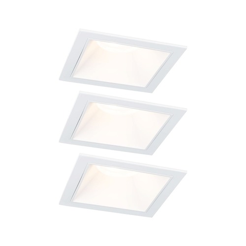 Koupelnová - P 93126 LED vestavné svítidlo 3-krokové-stmívatelné Cole Coin základní sada IP44 hranaté 88x88mm Coin 3x6W 230V stmívatelné 2700K bílá - PAULMANN - foto 1
