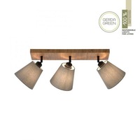 Bodová - LD 11582-79 GREEN MICH LED stropní svítidlo přírodní dřevo 3 ramenné látkové stínidlo nastavitelné a otočné - LEUCHTEN DIREKT / JUST LIGHT