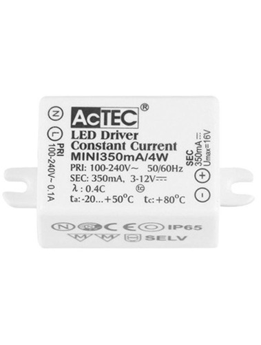 Stabilizovaný proud - NV 9020170 DRIVER 4W ACTEC MINI IP65 100-240V 3-12V DC 350mA nestmívatelné - NOVA LUCE - foto 1