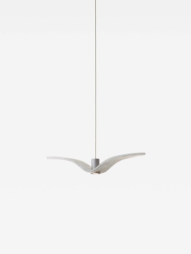 Dekorativní - BRO PC01385_009 Závěsné svítidlo NIGHT BIRDS MINI PENDENT triplex opal BROKISGLASS mat / stříbrná / Trimless kabelová verze (bílá struktura) / kabel stříbrný -  BROKIS - foto 1