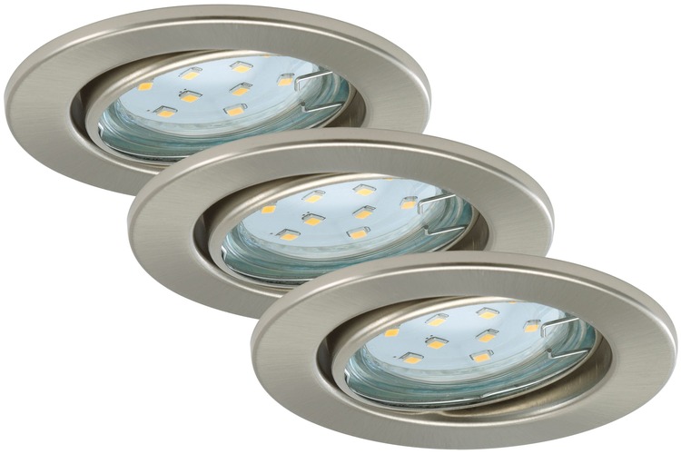Kruhová - BRI 7225-032 3ks sada LED vestavné svítidlo, pr. 8,6 cm, 3 W, matný nikl - BRILONER - foto 1