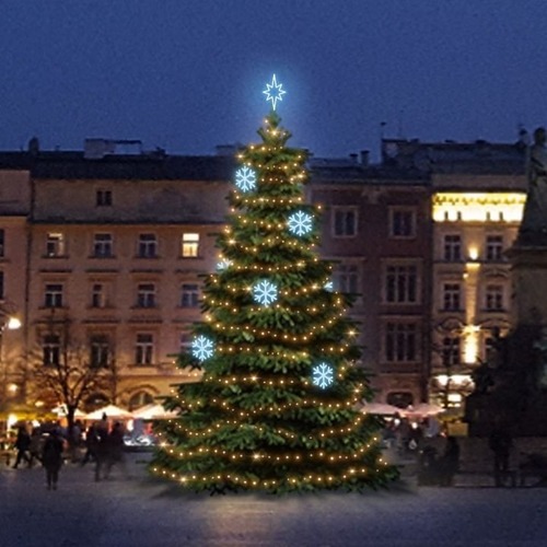 SADY na stromy - DLED TRS2021A LED světelná sada na stromy vysoké 6-8m, teplá bílá s ledově bílými dekory EFD01 - foto 1