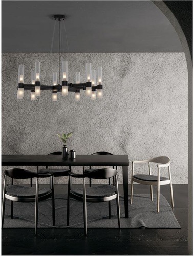 Dekorativní - NV 9006052 Závěsné svítidlo CENTURY matná černá a čiré a matné sklo (2m ocelové lanko) 20xG9 - NOVA LUCE - foto 1