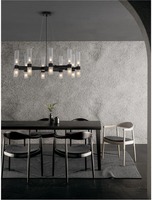 Dekorativní - NV 9006052 Závěsné svítidlo CENTURY matná černá a čiré a matné sklo (2m ocelové lanko) 20xG9 - NOVA LUCE
