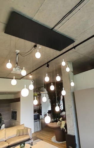 Vícečetná - BRO PC01215_KOMPLET Závěsné svítidlo IVY SINGLE sada 7x S, 7x M, 3x L triplex opál + stříbrný kabel + baldachýn 170x70cm antracit - BROKIS A - foto 1