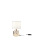 Stolní lampy dekorační - FAN I-EMERALD-L-AMB Stolní lampa Emerald jantarové sklo, textilní stínidlo, 1 x E14, konstrukce pr. 15 x 25 cm, stínidlo pr. 15 x 16 cm - FANEUROPE