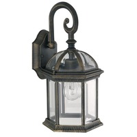 Nástěnná - FAN LANT-GAETA-AP1 Venkovní nástěnné svítidlo GAETA černá/zlatá, 1xE27, IP23, 39 x 20 cm - FANEUROPE