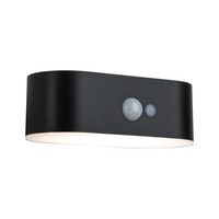 Nástěnná - P 94571 Solární LED venkovní nástěnné svítidlo Adya pohybové čidlo IP44 3000K černá - PAULMANN