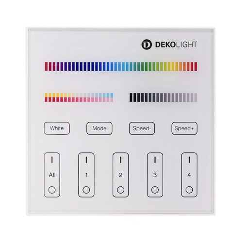 Ovladače pro vícebarevné LED pásky, RGB, RGBW - IMPR 843513 Deko-Light RF-smart, dálkové ovladání na zeď, bílá, 4 zóny, Single/CCT/RGB/RGBW/RGB+CCT - LIGHT IMPRESSIONS - foto 1