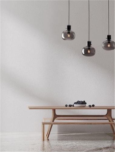 Podélná - NV 9236520 Závěsné svítidlo CINZIA kouřové sklo černý kabel černá kovová základna E27 3x12W 230V IP20 bez žárovky - NOVA LUCE - foto 1