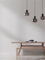 Podélná - NV 9236520 Závěsné svítidlo CINZIA kouřové sklo černý kabel černá kovová základna E27 3x12W 230V IP20 bez žárovky - NOVA LUCE