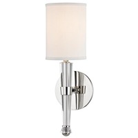 Dekorativní - HVLG 4110-PN-CE Nástěnné svítidlo VOLTA ocel/textil nikl/bílá E14 1x40W - HUDSON VALLEY