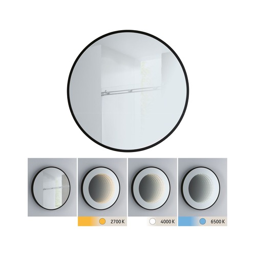 K zrcadlu - P 79561 LED zrcadlo s osvětlením Miro IP44 měnitelná bílá 230V 11,5W zrcadlo/černá mat - PAULMANN - foto 1