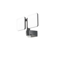 Reflektory - FAN LED-SAT-20 Venkovní reflektor LED SAT antracit plast 2x10 W 2400 lm 4000 K IP54 se senzorem 23x33x13,35 cm - FANEUROPE