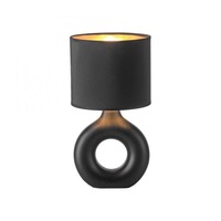 Stolní lampy dekorační - LD 14193-18 CARARA stolní lampa černá / zlatá šňůrový vypínač látkové stínidlo - JUST LIGHT