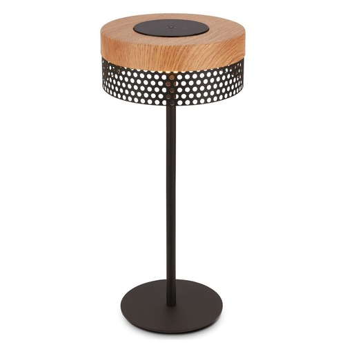 Stolní lampy dekorační - BRILO 7576014 Booha stolní lampa - 2,5W, 300lm, bezdrátová, IP44, LED, stmívatelná, teplá bílá, černá/dřevo - BRILO - foto 1
