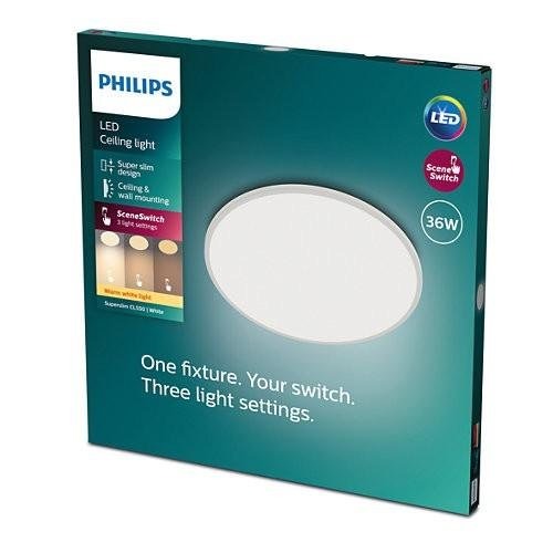 Kruhová - PH 8719514327146 LED Stropní přisazené svítidlo Philips Superslim CL550 8719514327146 36W 3600lm 2700K IP20 55cm bílé, 3-krokové stmívání - PHILIPS (929002667201) - foto 1