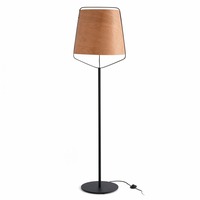 Stojací lampy - FARO 29847 STOOD černá a dřevěná stojací lampa - FARO