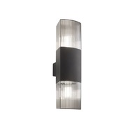 Nepřímé osvětlení - FAN I-DARK-AP2 Nástěnné svítidlo Dark, hliník/antracit, 2 x E27, difuzor PC Fumé, IP54 - FANEUROPE