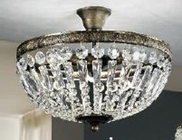 Dekorativní - OR DL 7-487/3 Stropní svítidlo 3xE14 antik/křišťálové závěsy, průměr 40cm - ORION