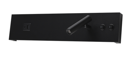 LED nástěnné svítidla - LED nástěnné svítidlo 11W IP20 s ON / OFF - Switch + USB Black 3000K