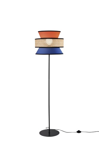 Stojací lampy - FAN I-GAZEBO-PT-AB Stojací lampa Gazebo oranžová + modrá + ratan, 1 x E27, pr. 40 x 145 cm - FANEUROPE - foto 1