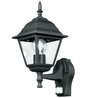 Nástěnná - FAN LANT-ROMA/AP1A-S Venkovní nástěnné svítidlo UP ROMA černá se senzorem, 1xE27, IP44, 19,5 x 39 x 14,6 cm - FANEUROPE