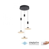 Vícečetná - PN 2082-18 LAUTADA LED závěsné svítidlo, 3 ramenné, kruhové, černá, stmívatelné, nastavitelná výška SimplyDim 3000K - PAUL NEUHAUS