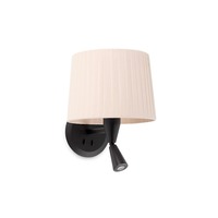 Dekorativní - FARO 64309-35 SAMBA černá/skládaná béžová nástěnná lampa se čtecí lampičkou - FARO