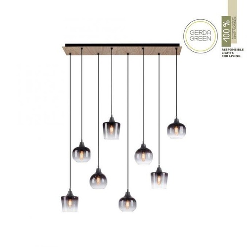 Vícečetná - LD 15426-79 GREEN ZEA LED závěsné svítidlo dřevo 8 ramenné kouřové sklo moderní do interiéru - LEUCHTEN DIREKT / JUST LIGHT - foto 1