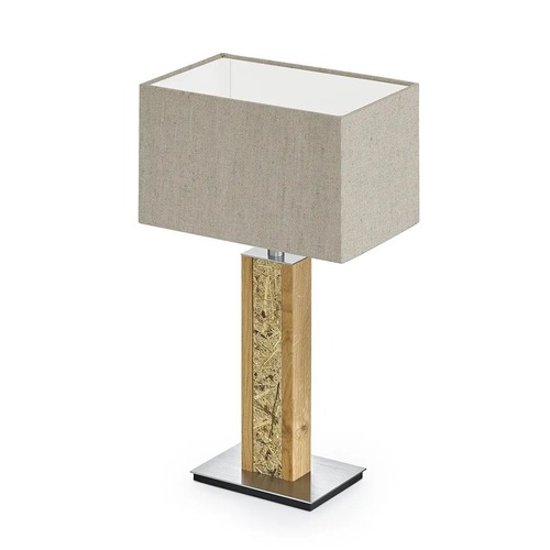 Stolní lampy dekorační - HERZ 1600H.141 Stolní lampa Karl H Quadra 41 juta / dřevo / seno E27 max.60W - HERZBLUT - foto 1