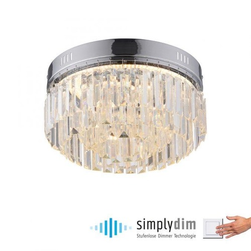 Dekorativní - PN 6181-17 KRISTA LED stropní svítidlo chrom s křišťalovými přívěsky stmívatelné paměťová funkce SimplyDim 3000K - PAUL NEUHAUS - foto 1