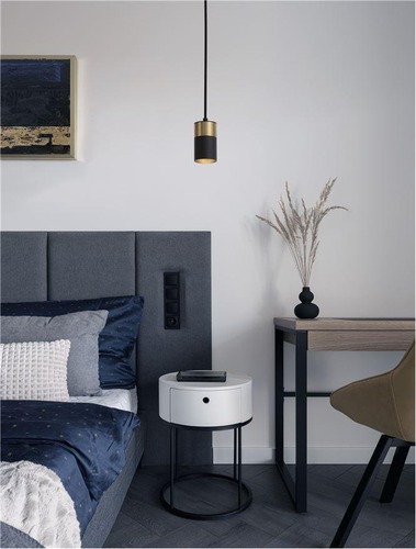 Válec - NV 9911524 Závěsné svítidlo POGNO černá a zlatý hliník GU10 1x10W IP20 220-240V bez žárovky - NOVA LUCE - foto 1