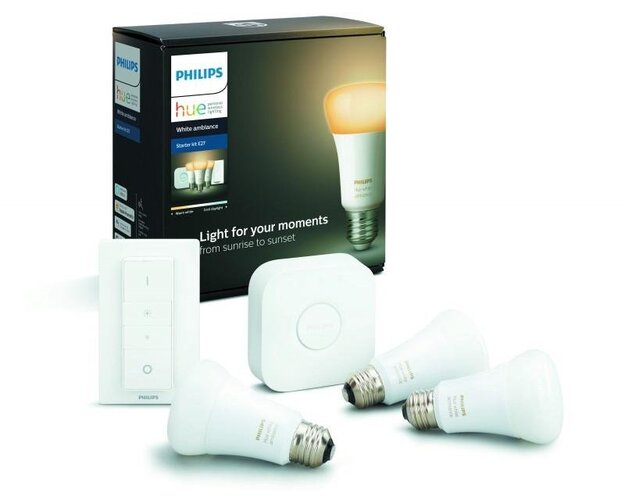 SmartHome Paul Neuhaus - PH 8718699673345 Hue Bluetooth LED White Ambiance základní sada LED žárovka 3xE27 A19 9.5W 806lm 2200K-6500K + bridge + dimmer switch - PHILIPS (929002216903) - foto 1
