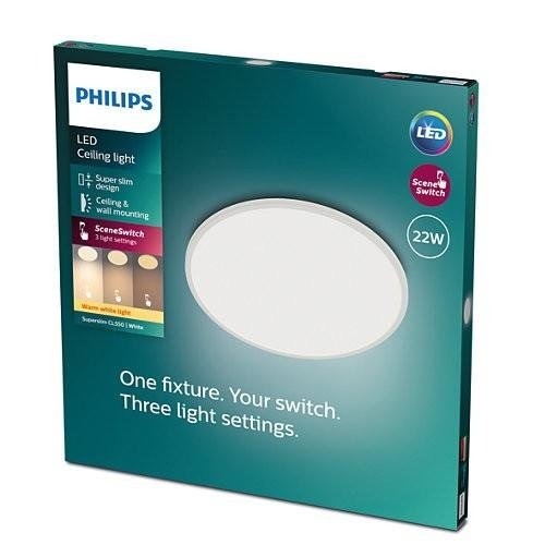 Kruhová - PH 8719514327061 LED Stropní přisazené svítidlo Philips Superslim CL550 8719514327061 22W 2000lm 2700K IP20 43cm bílé, 3-krokové stmívání - PHILIPS (929002666801) - foto 1