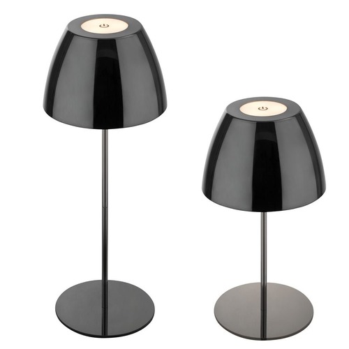 Stolní lampy dekorační - BRILO 7522018 Serina LED bezdrátová stolní lampička IP44, stmívatelná, dotykový vypínač, černá/chrom - BRILO - foto 1