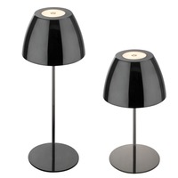 Stolní lampy dekorační - BRILO 7522018 Serina LED bezdrátová stolní lampička IP44, stmívatelná, dotykový vypínač, černá/chrom - BRILO