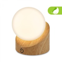 Stolní lampy dekorační - BRILO 7561011 Sora Mini LED stolní lampička bezdrátová IP54, stmívatelné, dotykový vypínač, imitace dřeva - BRILO