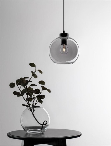 Koule - NV 9241130 Závěsné svítidlo PALMER kouřové sklo černý kabel černá kovová základna E27 1x12W 230V IP20 bez žárovky - NOVA LUCE - foto 1