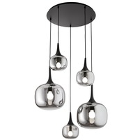 Dekorativní - FAN I-JAIPUR-S5-GR Závěsné svítidlo Jaipur, kouřové (fumé)/černé, 2 x E27 + 3 x E14, 70 x 70 x 200 cm - FANEUROPE