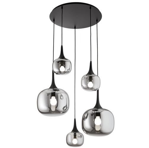 Dekorativní - FAN I-JAIPUR-S5-GR Závěsné svítidlo Jaipur, kouřové (fumé)/černé, 2 x E27 + 3 x E14, 70 x 70 x 200 cm - FANEUROPE - foto 1