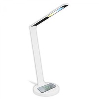 Stolní lampy pracovní - BRILO 7543016 Cuma LED lampa na psací stůl, bezdrátové nabíjení telefonu, stmívatelná, bílá - BRILO
