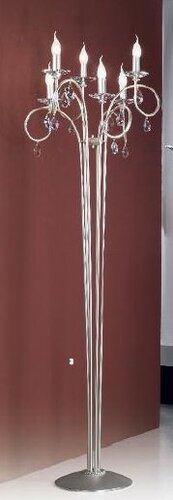 Stojací lampy - OR STL 12-1094/6 ST Stojací lampa matné stříbro, Swarovski závěsy, výška 175cm - ORION - foto 1