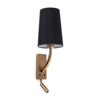 Dekorativní - FARO 29683-21 REM nástěnná lampa, starozlatá/černá, se čtecí lampičkou - FARO